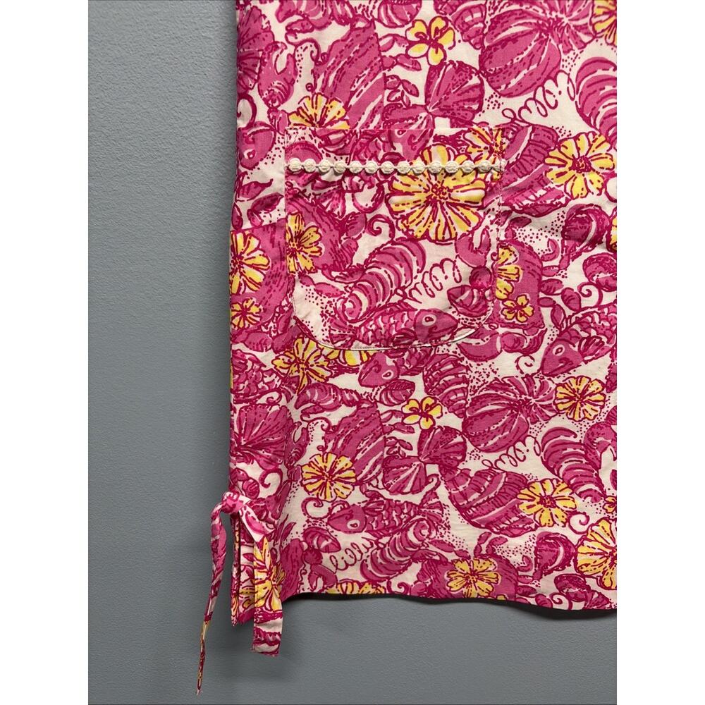 Lilly Pullitzer CHUM BUCKET Shift Dress Shell Crab Girls 12 Pink White Yellow - Picture 2 of 7